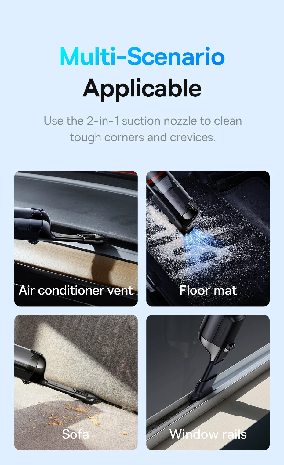 Baseus A5 16000Pa Wireless Car Vacuum Cleaner Powerful Portable Handheld Automotive Vacuum Cleaner for Car Inner Cleaning Home