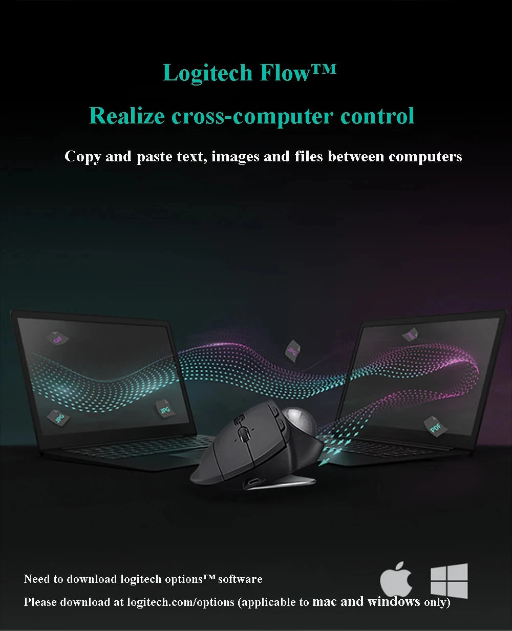 Mouse Logitech MX ERGO S Ergonomic Mouse Trackball Mouse Wireless Bluetooth Quick Charging with Unifying Receiver Office work