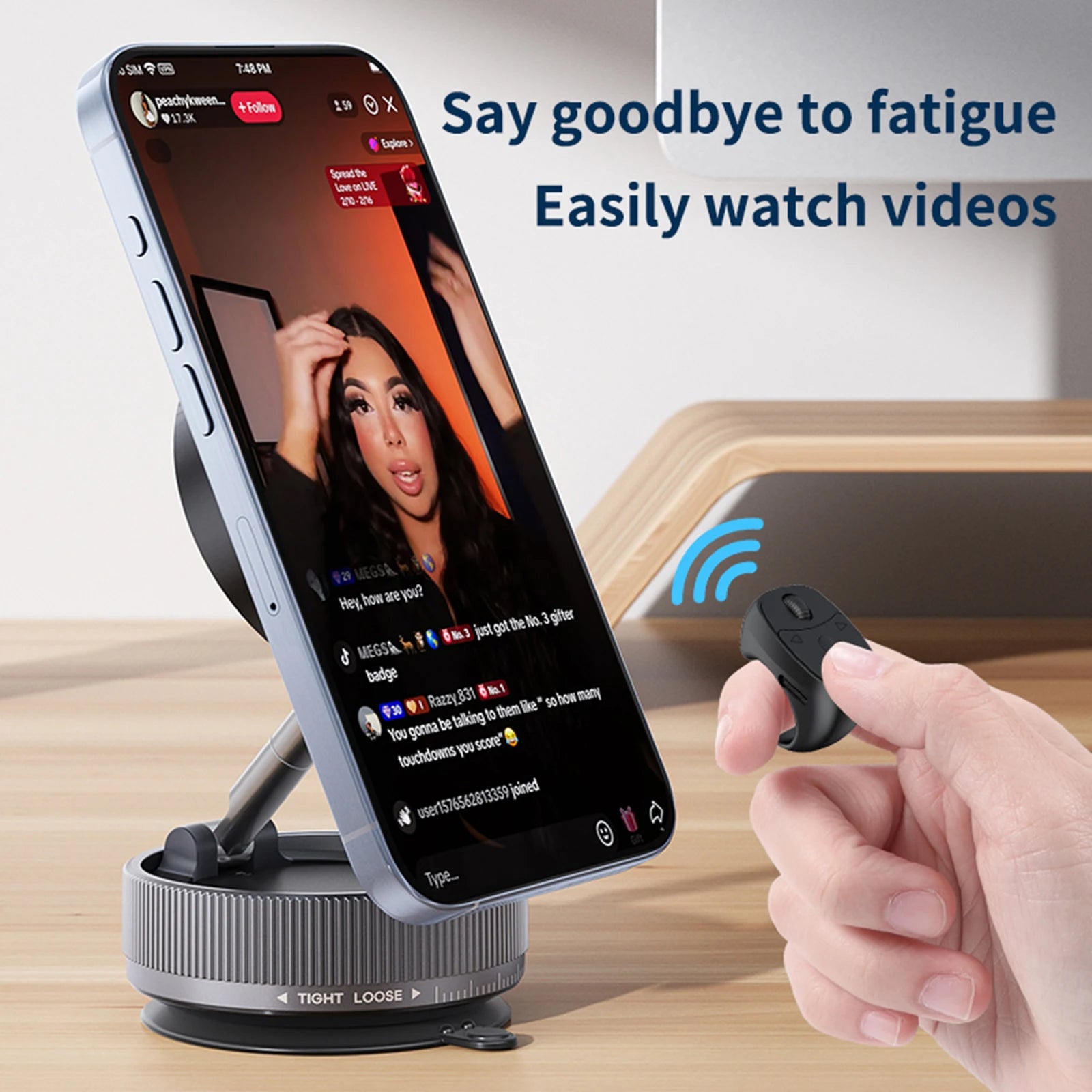 Wireless Fingertip Ring Bluetooth 5.3 Remote Control 10M Range for Selfie/Camera Zoom/E-book Page Turning/Video Music Switch