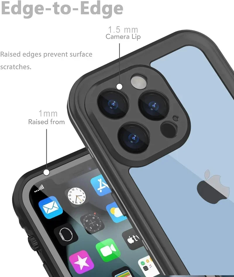 For iPhone 16 15 14 Plus 13 12 11 Pro XS Max XR IP68 Waterproof Phone Case Dustproof Diving Swim Surfing Cover Screen Protector