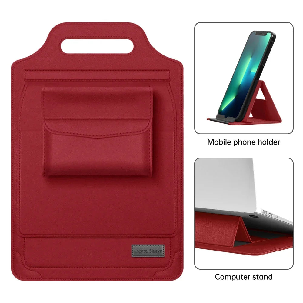 PU Leather Multi-functional Laptop Sleeve Bag Notebook Case for Macbook Air Pro 11 13 14 15 16 Pro Cover Accessories