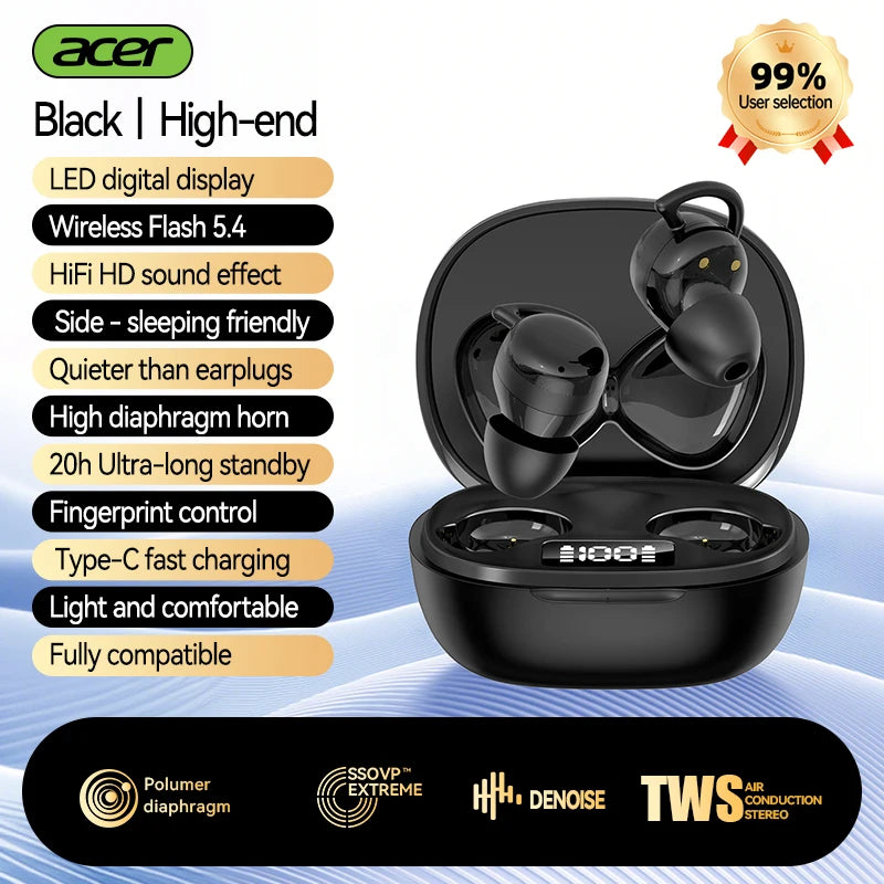 [Official Acer Product] Ohr557 Wireless Bluetooth Headphones In-Ear Design Sleep Headphones Comfortable for Wearing Sports Running Fitness Compatible with Mobile Phones Tablets Laptop Devices