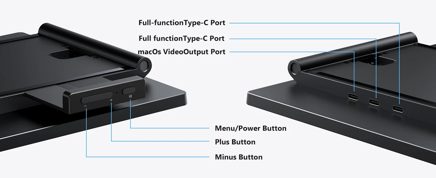 Amoudo14 Inch Dual Portable Monitor 1920*1080P IPS Portable Triple Monitor with USB-C Port for 14-16.5