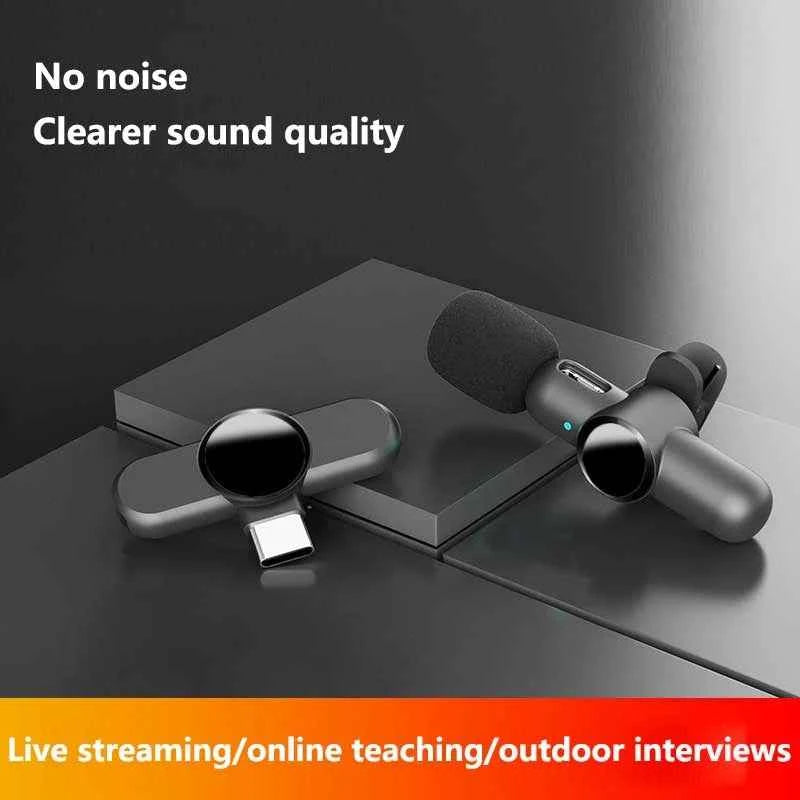 New Portable Wireless Lavalier Microphone Audio Video Recording Mini Microphone for iPhone Laptop Android Live Gaming Mic