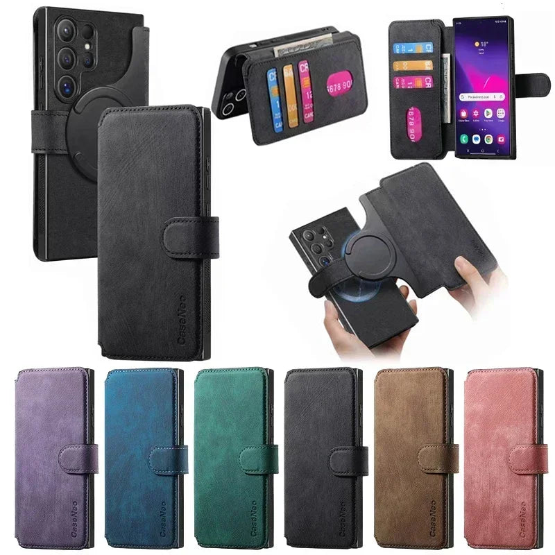 Magnetic 2 In 1 Detachable Flip Card Wallet Case For Magsafe Samsung Galaxy S26 S25 S24 S23 FE S22 S21 Ultra Note20 Plus A56 A36