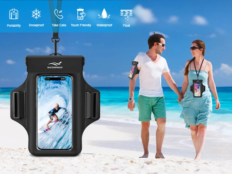 HAISSKY Armband Mobile Phone Waterproof Pouch For iPhone 17 16 15 14 13 12 Pro Max 15 Plus Swimming Surfing Diving Arm Phone Bag