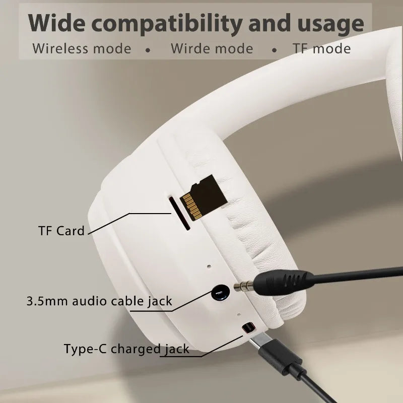 BT5.3 Wireless Headphones with LED Display: Long Battery Life & Multi - Mode Compatibility