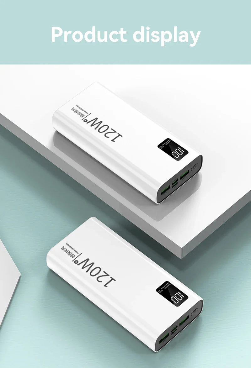 80000mAh Power Bank 120W Super Fast Charging 100% Sufficient Capacity Portable Battery Charger Digital Display For iPhone Xiaomi