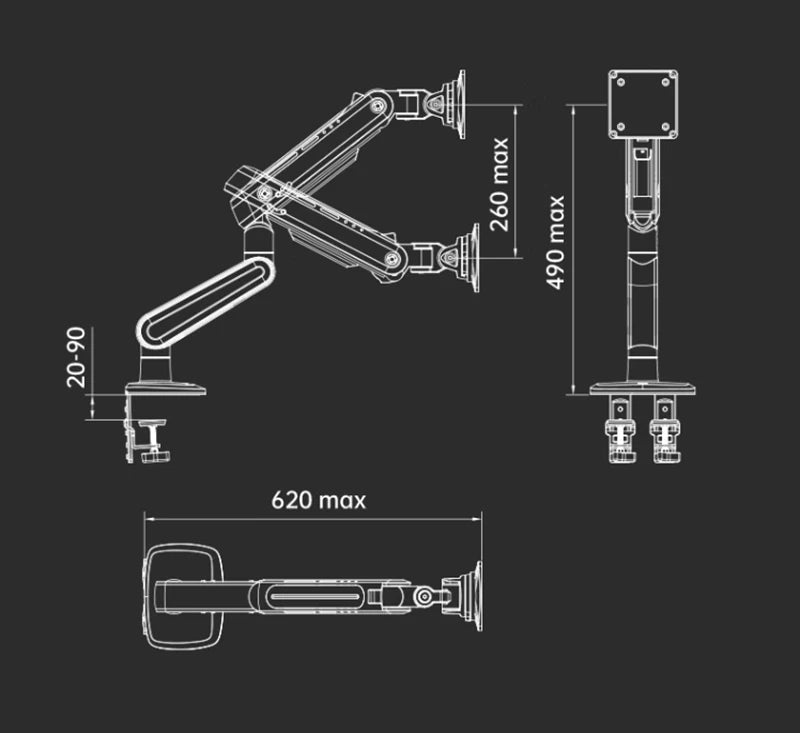 NB G70 F6 E6 Gaming Monitor Arm 32-60 Inch Curved Arc Screen Desktop Ultra Wide Monitor Holder Mount with RGB Light 2-20kgs