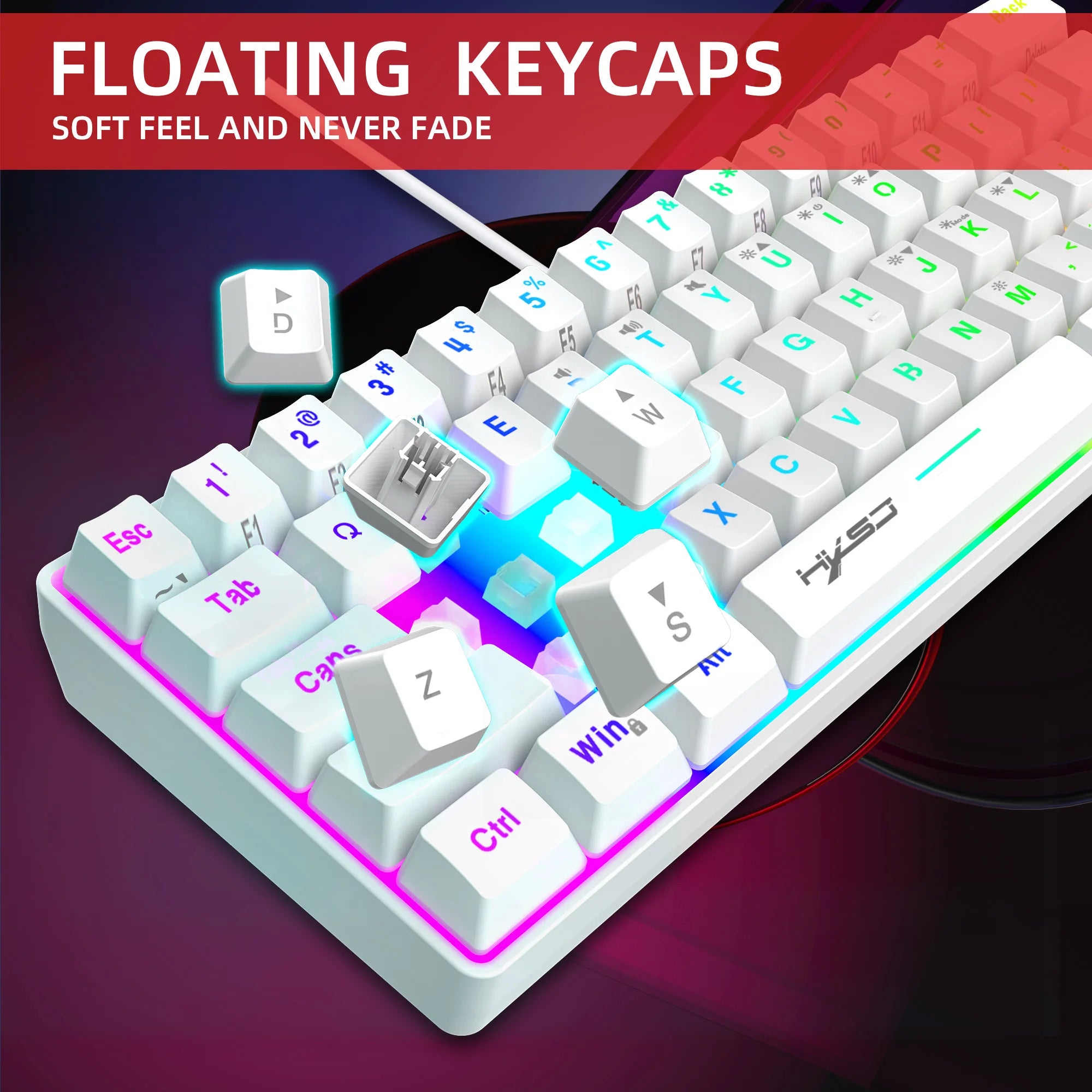 Hot sale 60% mini portable gaming keyboard and mouse combos wired keyboard ergonomic RGB backlit wireless mouse for laptop game