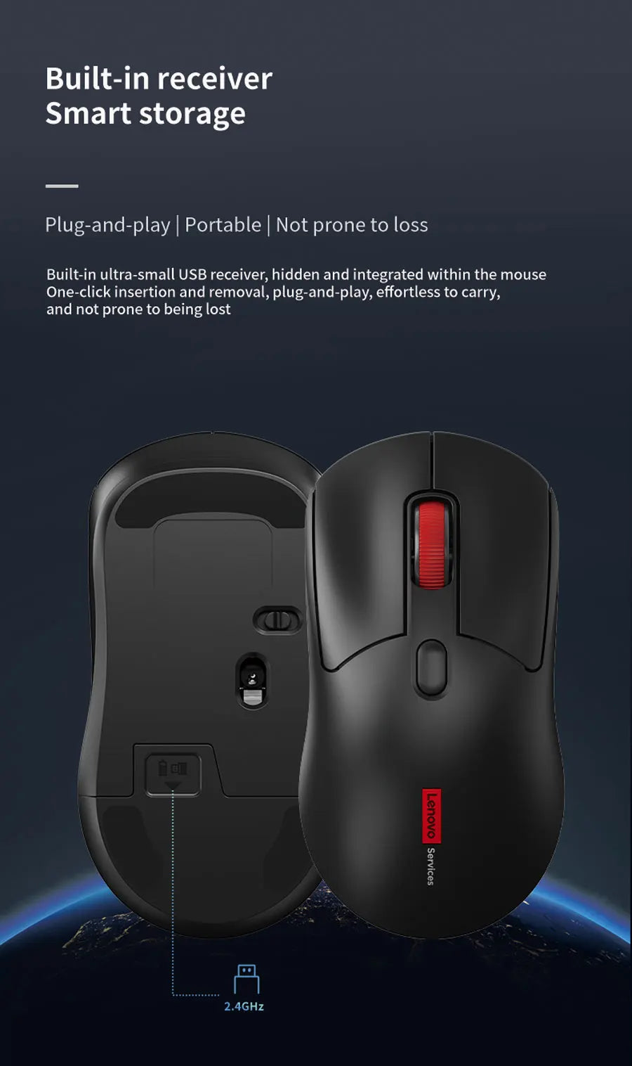 Lenovo Wireless Keyboard and Mouse Combo Full-Size 104 Key Quiet Office Set with Silent Click Compact USB Receiver for Pc Laptop