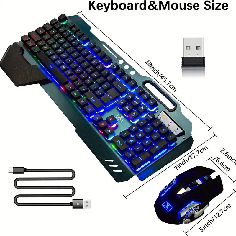 MAMBASNAKE K680 Wireless Rechargeable Keyboard Mouse Set 3800mAh Large Capacity Rainbow Backlit for Laptop Pc PS4 PS5 Xbox