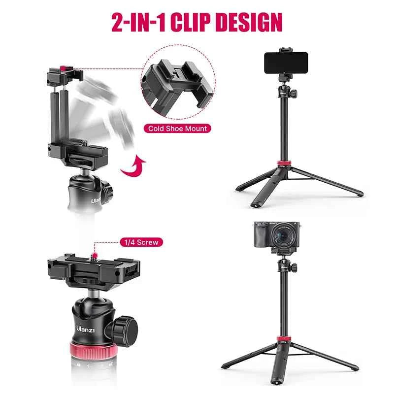 ULANZI TRIPOD MT-44 Tripods Smartphone Vlog Tripods With Cold Shoe Phone Mount Holder For Mobile Tripod Camera Portable SLR
