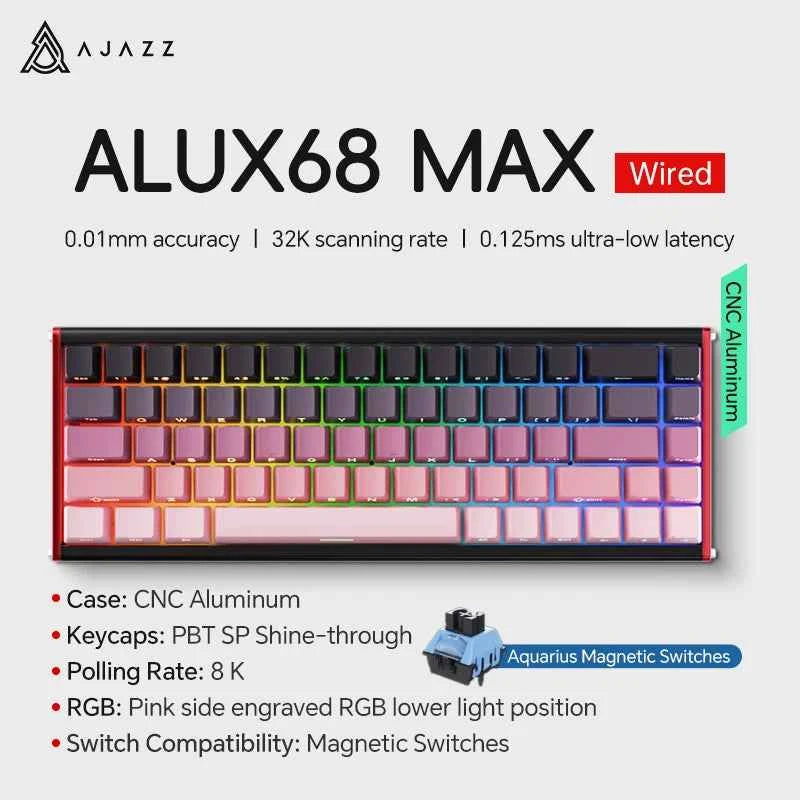 AJAZZ AK680 MAX Magnetic Switch Mechanical Keyboard 60% Rapid Trigger 0.01mm 8K/1K Return 68 keys Gaming Keybaord