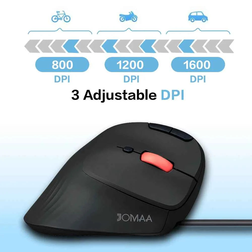 JOMAA Wired Trackball Mouse Vertical Ergonomic Mice Thumb Control Smooth Tracking Roller Ball Tilt Scroll Computer Mouse