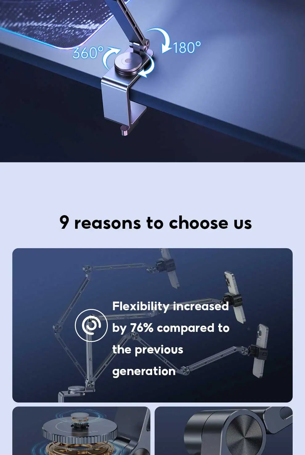 MoZhao Tablet Stand Desktop Support Stand Phone Holder 360° Rotating Folding Aluminum Alloy Office Fixing Magnetic Bracket