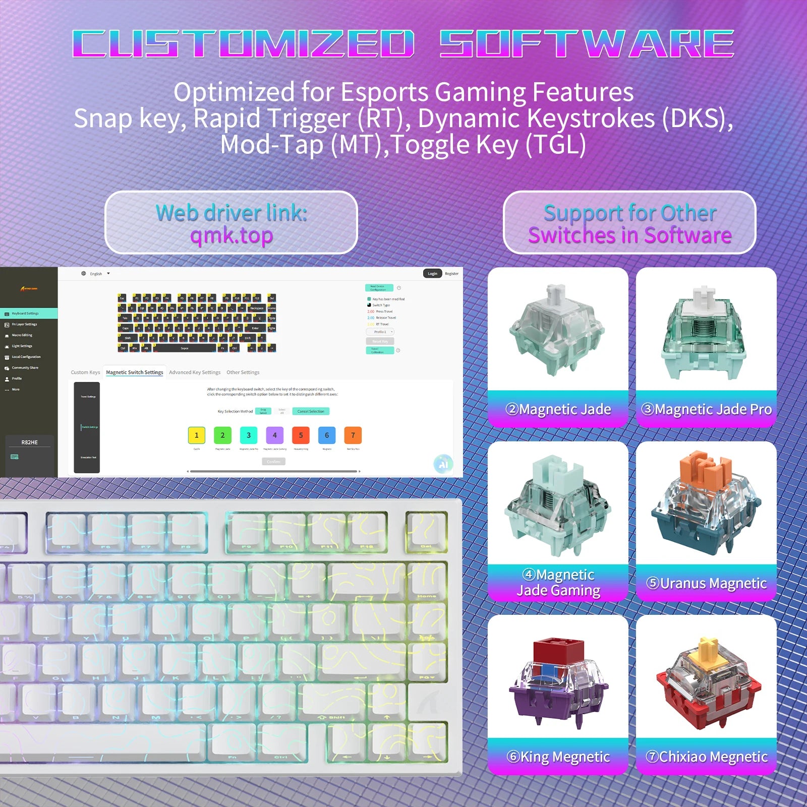 ATTACK SHARK R82 HE Wired 75% Gaming Keyboard, Magnetic Switch, 8000Hz Polling Rate, Ultra-Precision 0.005mm RT Tech, RGB Backli