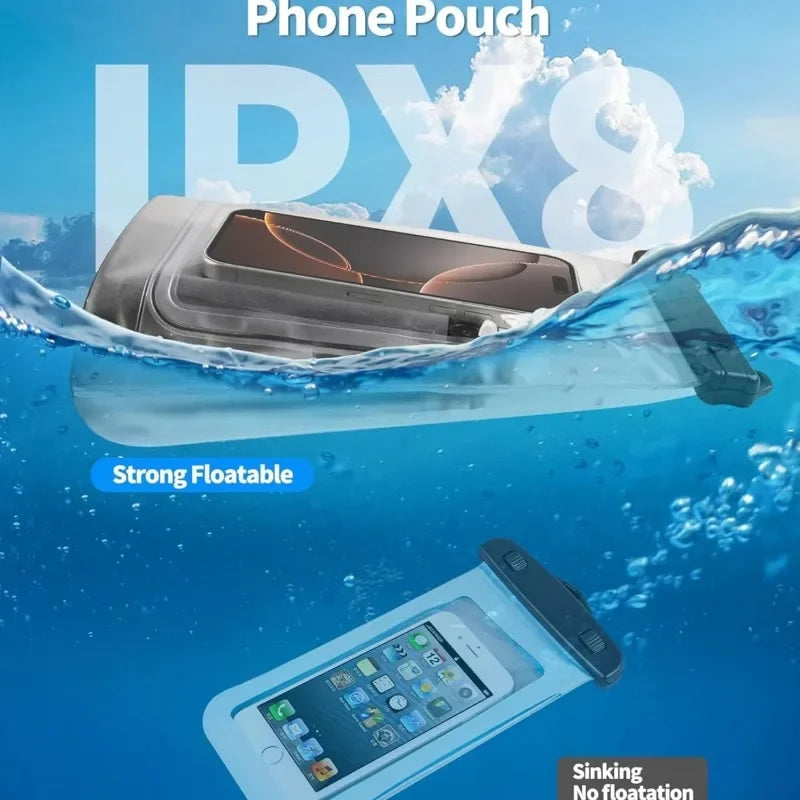 HAISSKY Large Mobile Phone Waterproof Pouch For iPhone 17 16 Pro Max 17 Air 16E 15 Plus Swim Travel Beach Bags With Seal Stripe