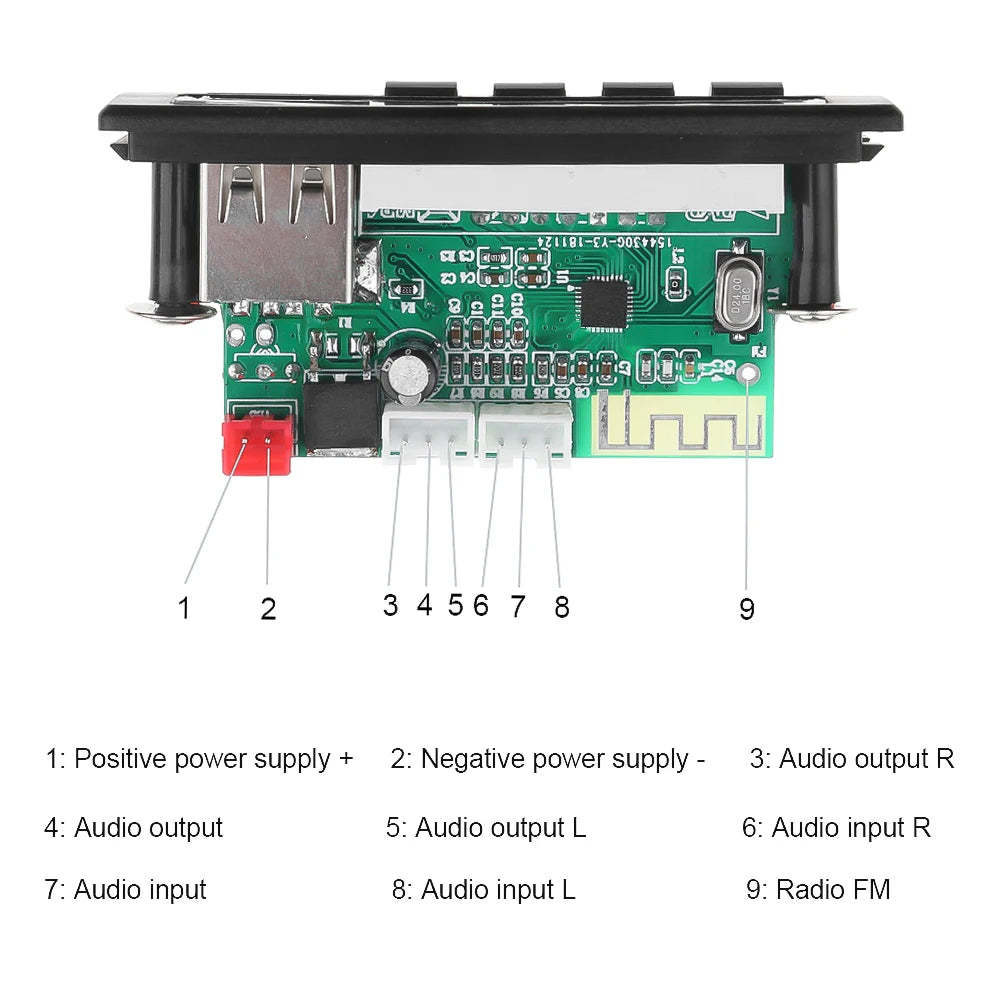 DC 12V MP3 Decoder Board Bluetooth Wireless MP3 Player USB TF FM Radio Module Car Kit For Speaker With Handsfree Voice Record