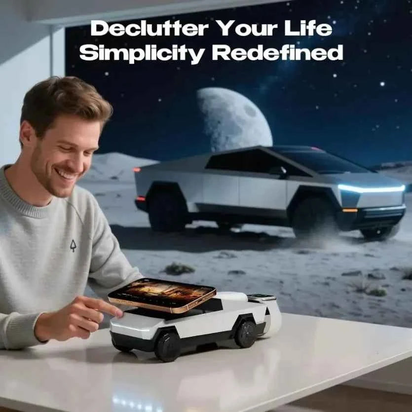 3 in 1 Magnetic Fast Wireless Charger Desktop Cybertruck Phone Stand For IPhone 17-12 Pro Max Apple Samsung Watch Airpods Pro