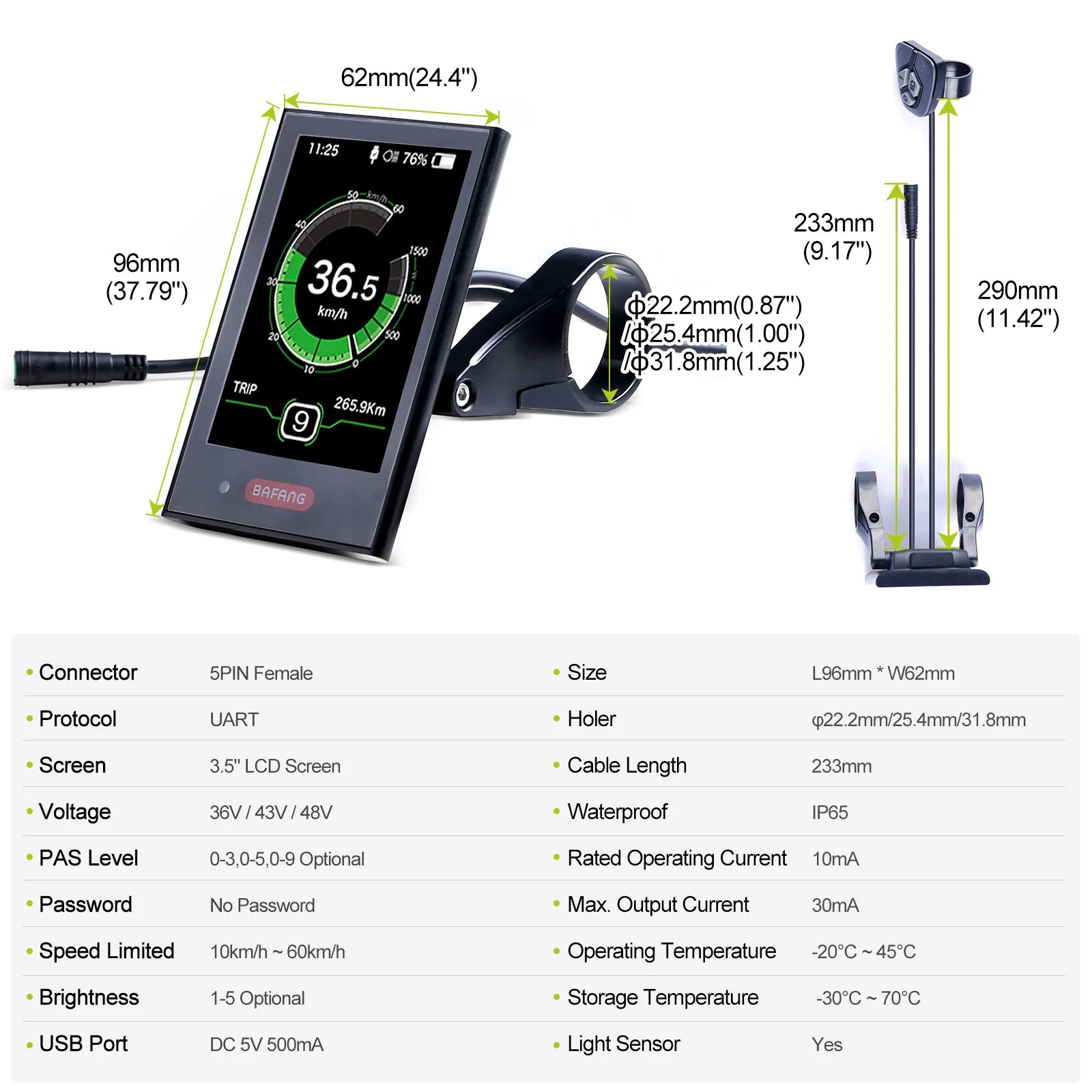 Bafang UART Display Protocol LCD Instrument 36V 48V 52V EKD01 Bluetooth Computer DZ40 DPC18 SW2-M58 for Hub Mid Motor Ebike Kits