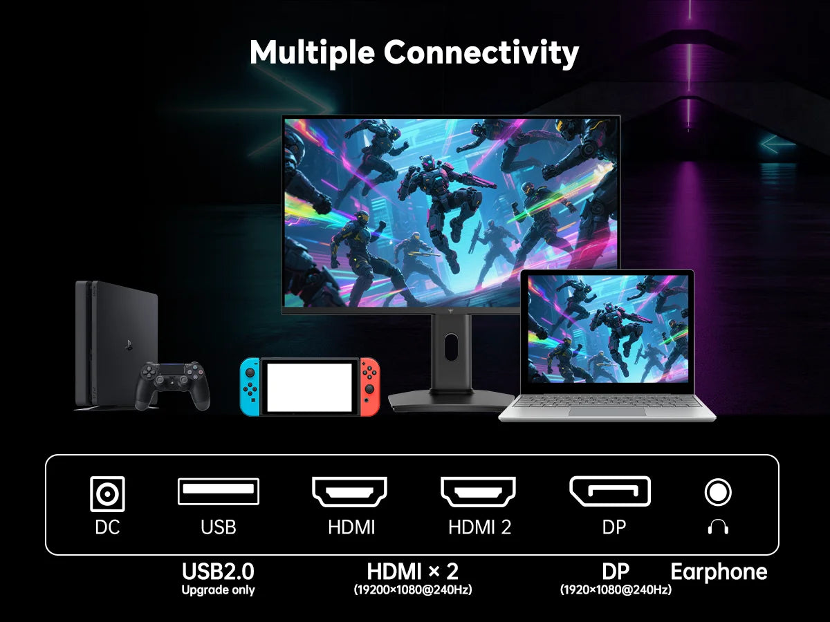 KTC 27 Inch Gaming Monitor 240Hz, FHD 1080p Fast IPS Computer Monitor with Adaptive Sync, HDR Vesa Mount, HDMI/DP/USB, H27F7