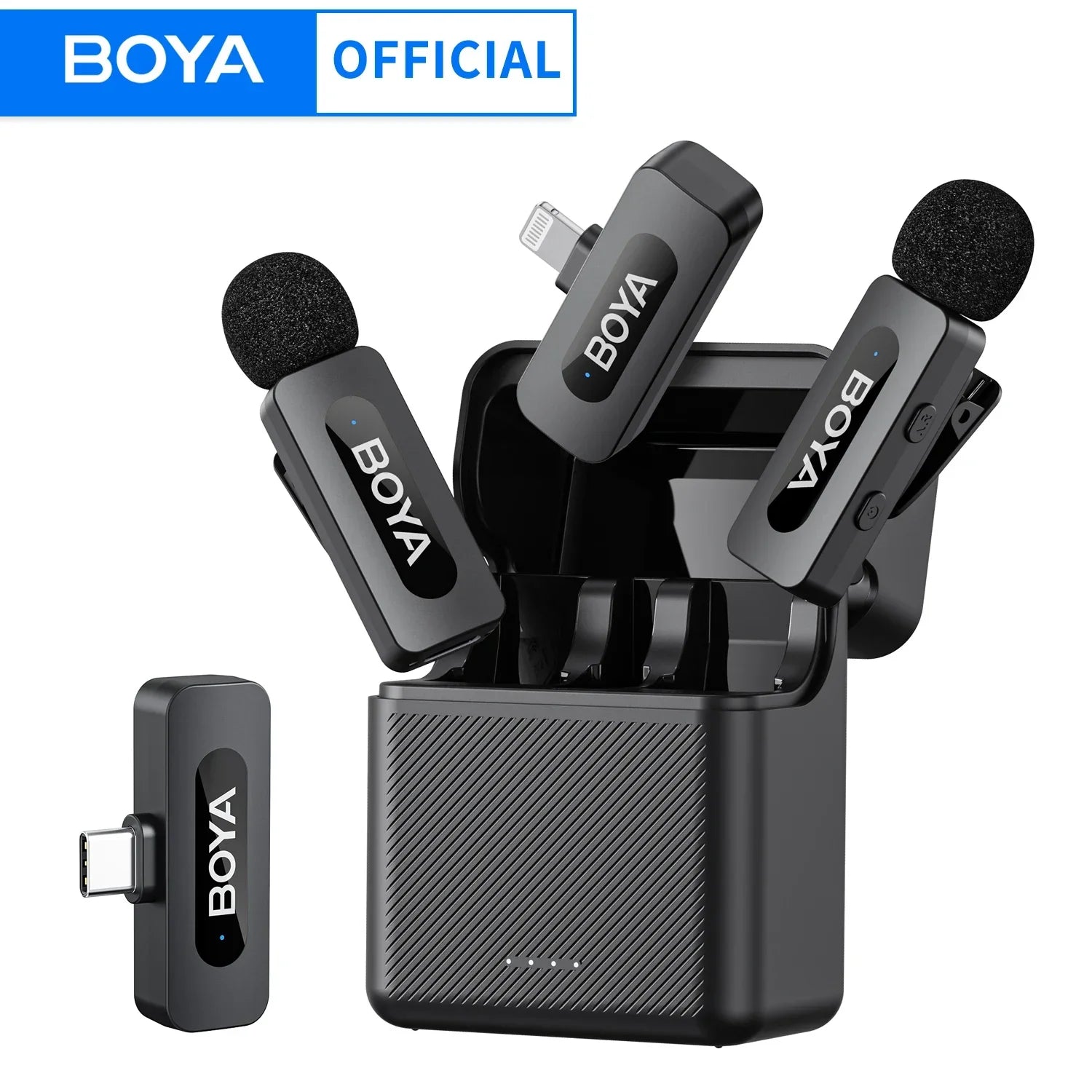 BOYA BY-V3 Wireless Lavalier Lapel Microphone Noise-cancelling Rechargeable Mic for iPhone Android Camera Live Streaming Vlogging - WinSupport Tech