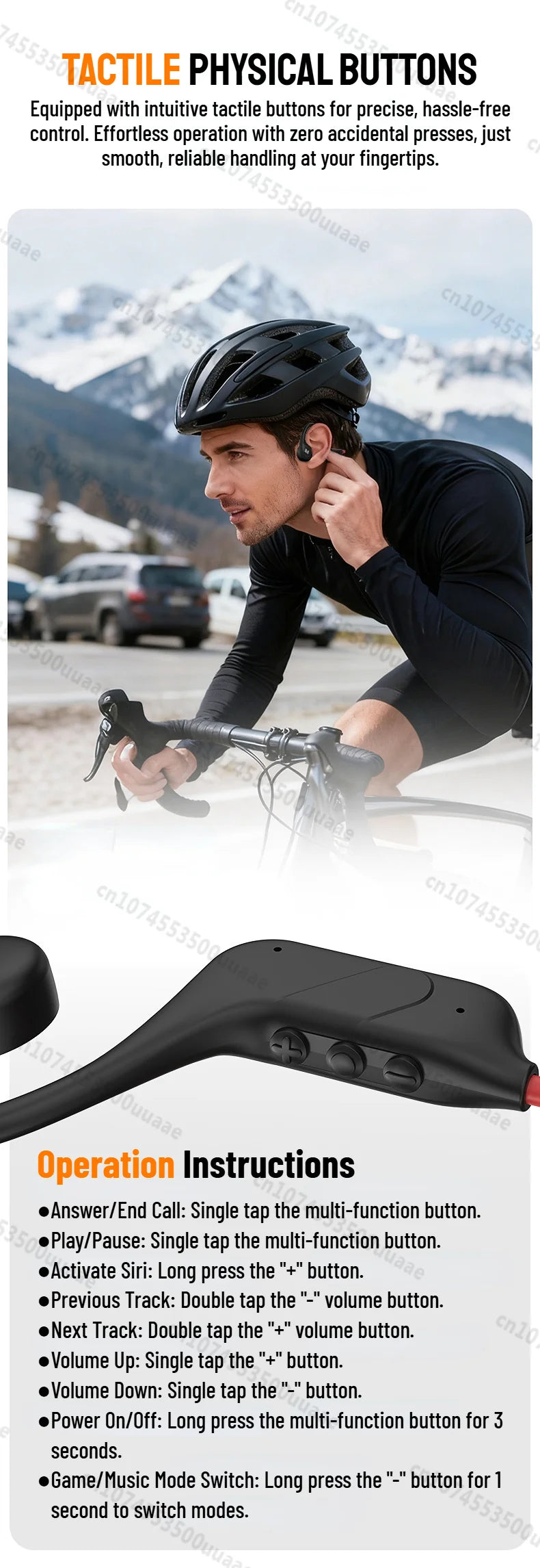 Monster XB01 Bone Conduction Bluetooth 6.0 Headphone HiFi Stereo Wireless Earphones IP56 Dust/Water Resistance Sports Earhook
