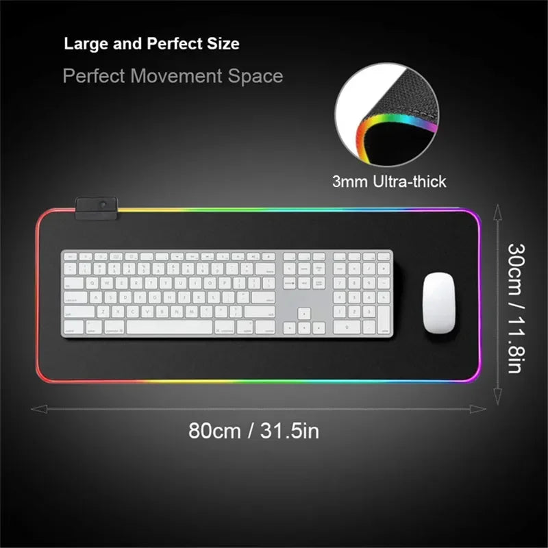 Large RGB Mouse Pad Koi Fish Gaming Mousepad LED Mouse Mat Gamer Mousepads Yin Yang Desk Pads RGB Keyboard Mause Mats XXL 100x50