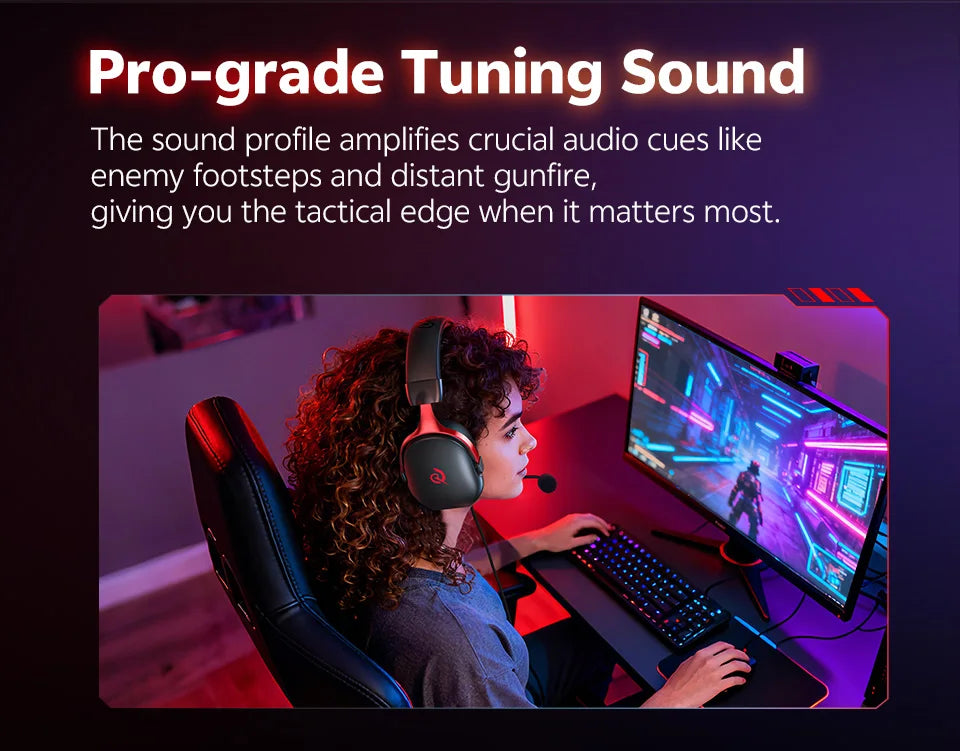 QCY VN200 Pro Wired Gaming Headset With Mic 40mm Driver 7.1 Surround Over Ear Headphones For PC PS4 PS5 Gamer Headphones