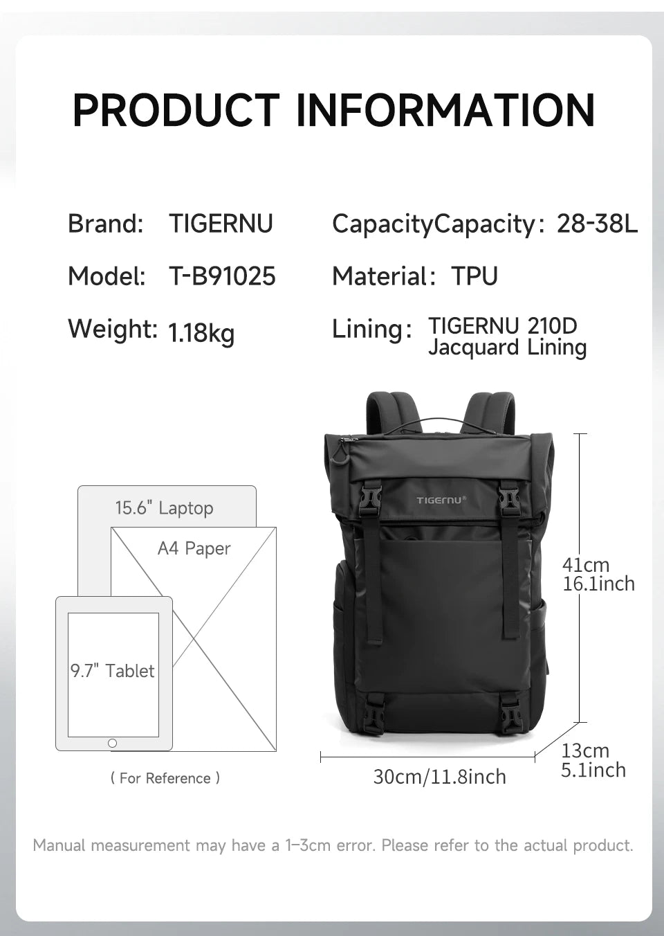Tigernu Travel Backpack Male TPU Waterproof Backpack Men Bags Expandable Men's Backpack Business Bags School Backpack