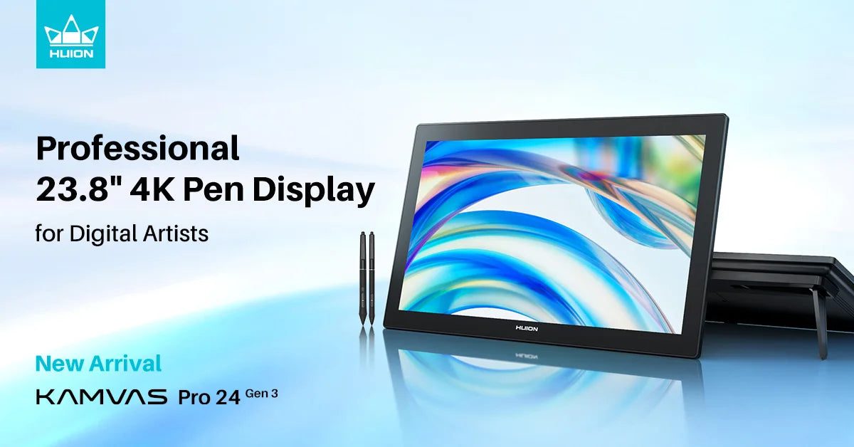 HUION KAMVAS Pro 24 (Gen 3) 4K UHD Touch Drawing Tablet with Screen, Pentech 4, 16K Pressure Levels, Pen Display with Dual Pen