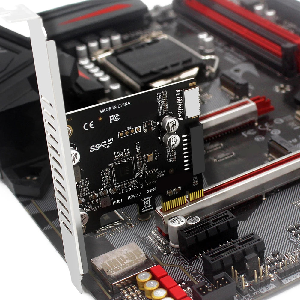 PC PCI-E To USB 3.0 Type C Front Panel Adapter 19PIN PCI-E To USB 3.0 Hub Splitter Extender Card