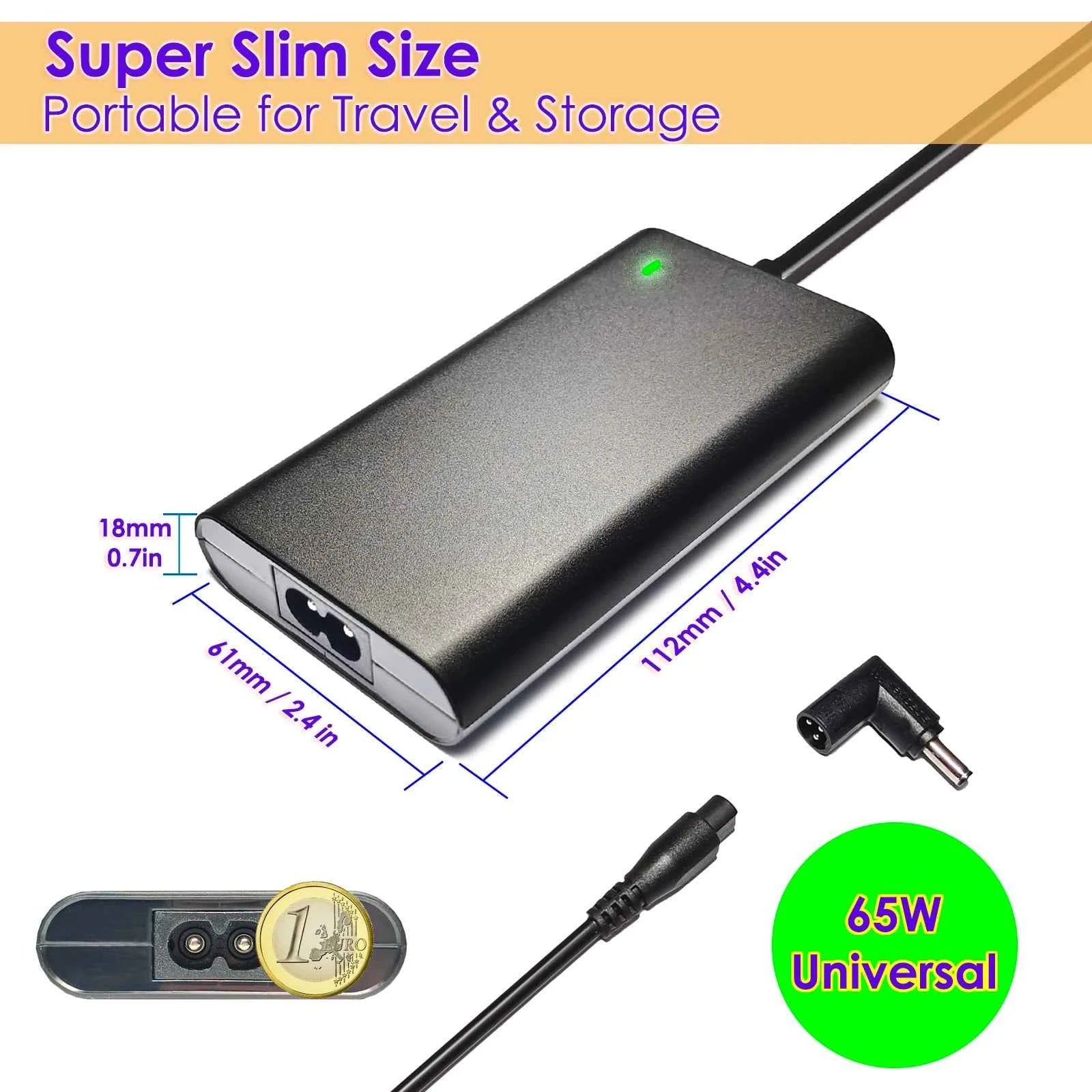 65W Universal Laptop Charger Power Adapter 16 DC Tip 16V 18.5V 19V 19.5V 20V For Asus Acer Dell HP Lenovo LG Samsung Sony, etc