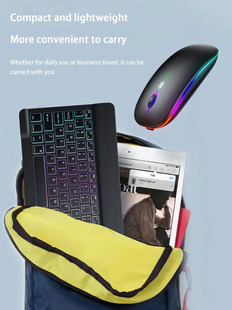 Wireless Bluetooth Backlit Keyboards RGB Colorful Gradient Luminous Mini Keyboard And Mouse Set For Apple Samsung Tablet