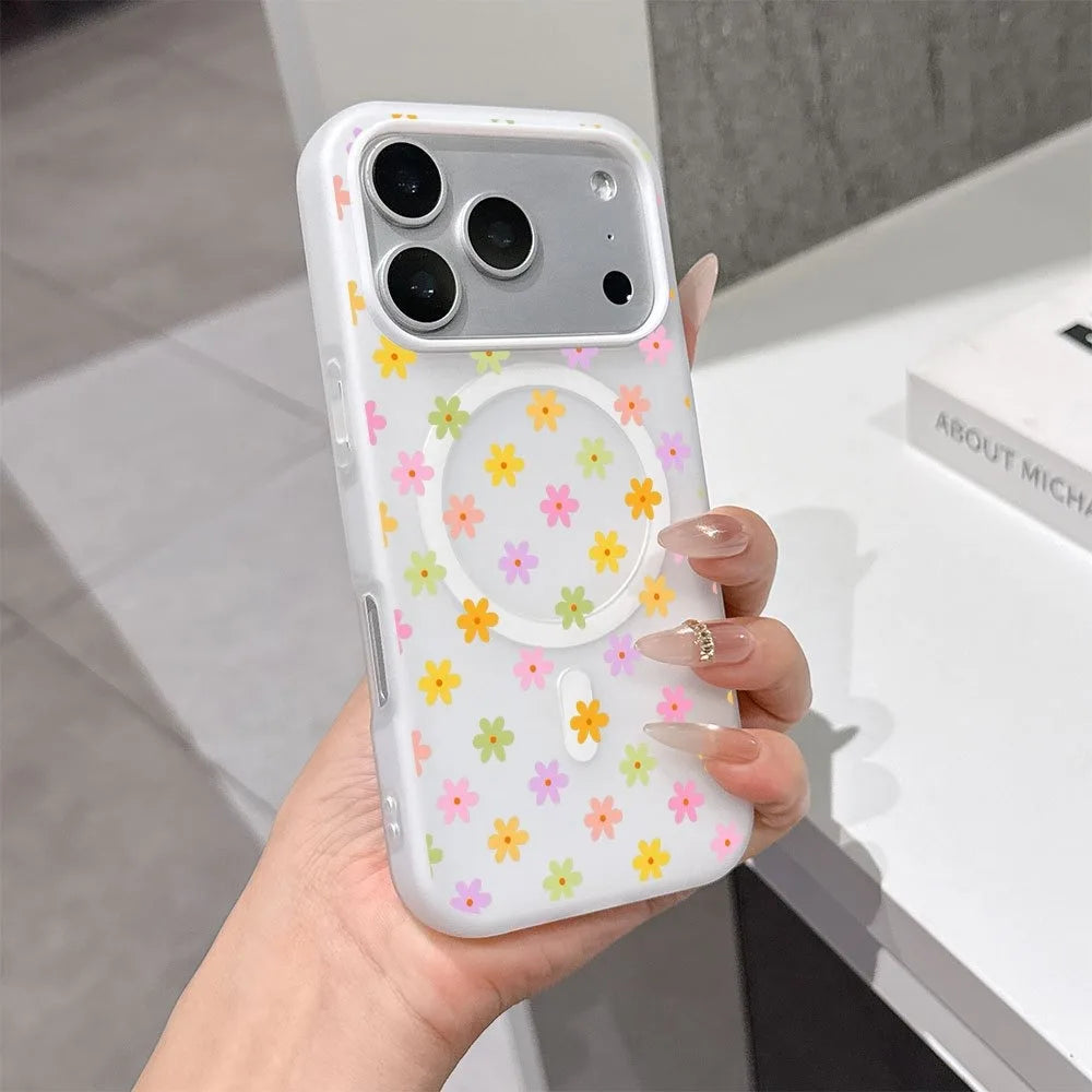 Phone Case - Pastel Color Floral Pattern 2026 New Style Jelly Phone Case for iPhone 17 Pro Max/16 Pro/15/14 Plus