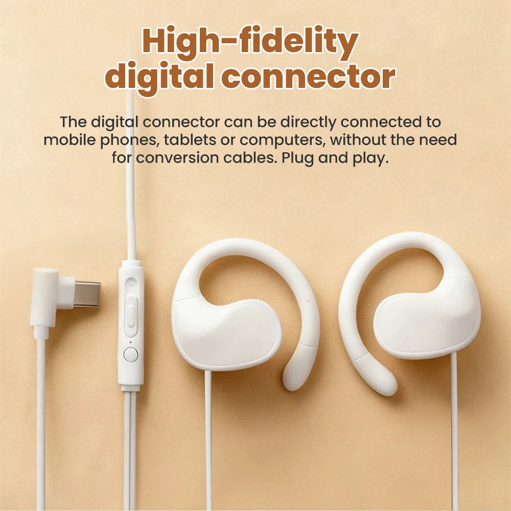 Type C Wired Over-Ear Headphones With Microphone for Music 3.5mm Digital Audio Headphones Not In-ear Type