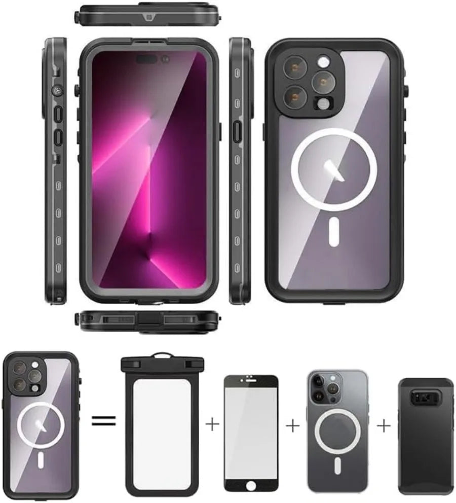 IP68 Waterproof Phone Case For iPhone 16 15Plus 14 13 17Pro Max Snowproof Dustproof Shockproof Shell Underwater Protection Cover