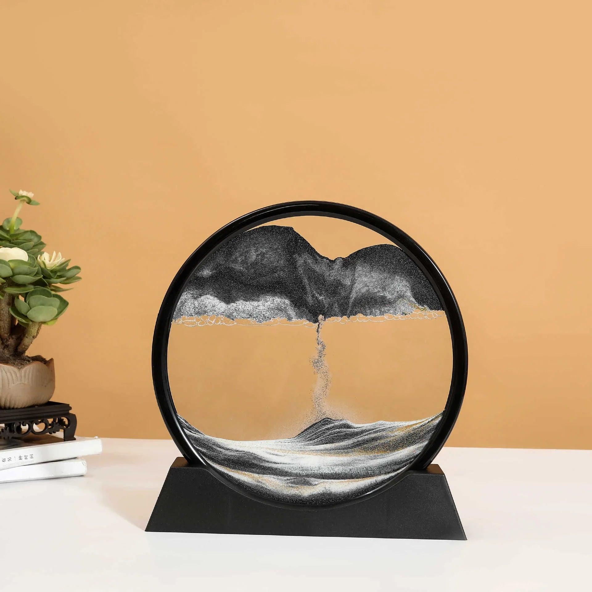3D Sandscape Moving Sand Art Picture Round Glass Deep Sea Hourglass Quicksand Craft Flowing Sand Painting Office Home Decor Gift
