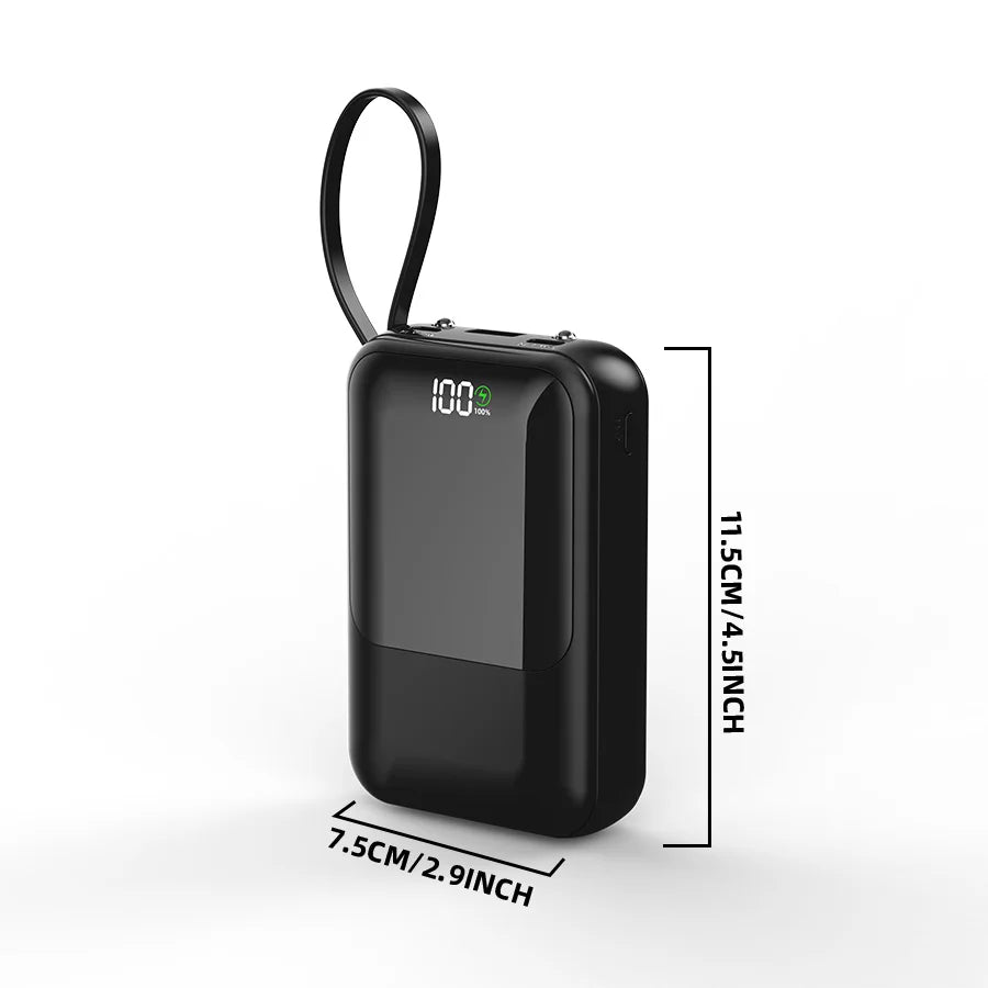 10000mAh Portable Power Bank for Universal Devices Super Fast Charging with Built-in Cable Large Capacity Power Bank for iPhone Samsung Huawei Xiaomi