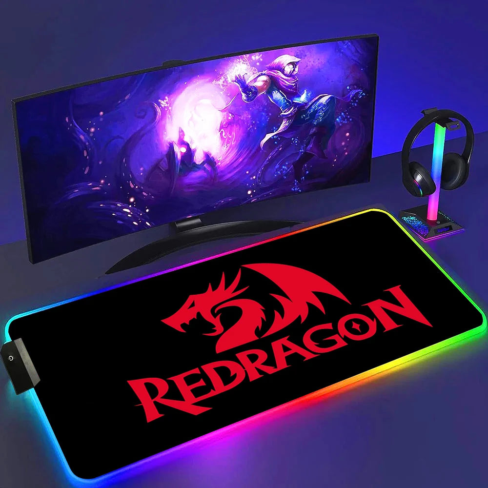 Redragon RGB LED Gaming Mouse Pad Rug Cool Anti-skid Keyboard Mat Computer Desk Accessories Mousepad Luminous Laptop Game Mats