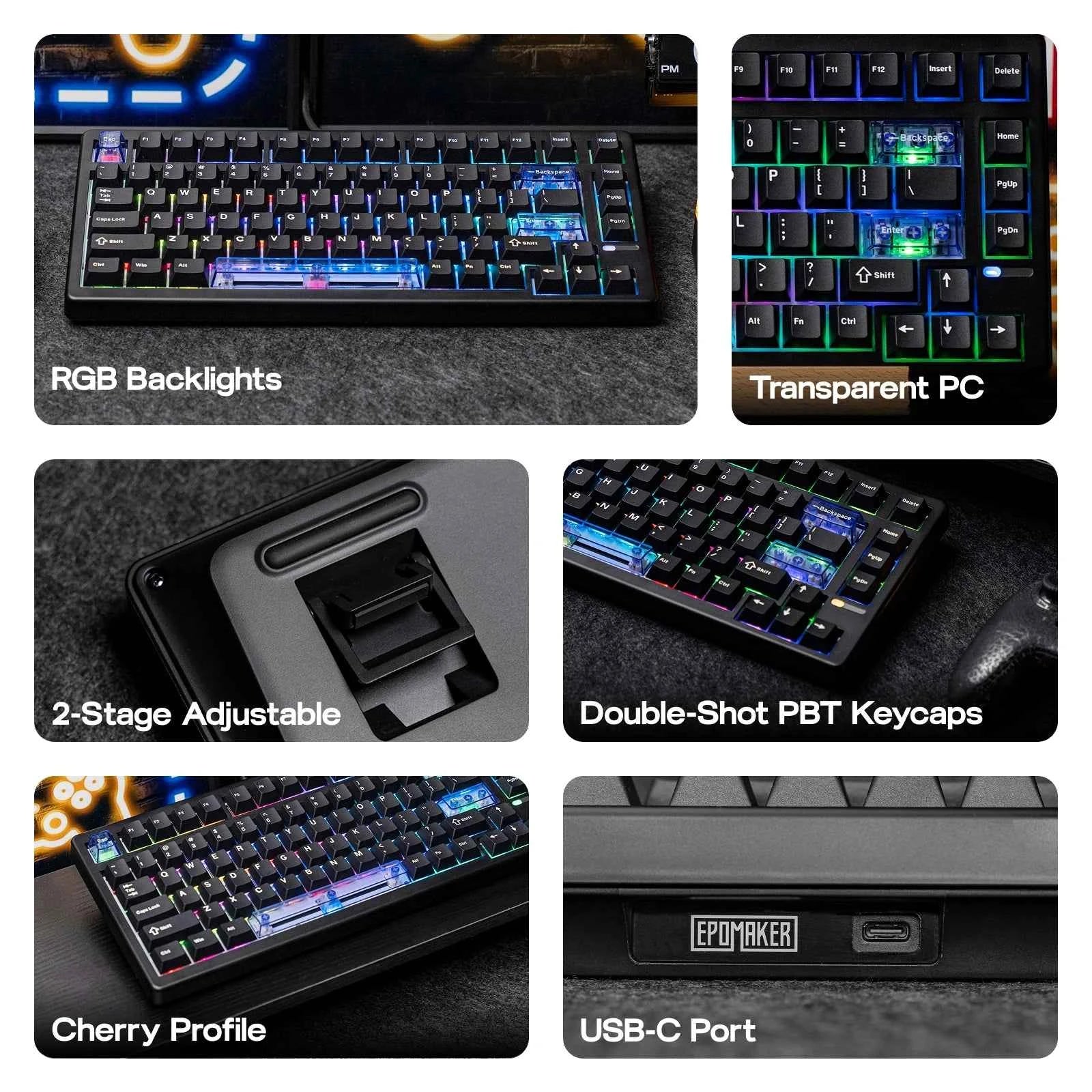EPOMAKER HE80 75% QWERTY US Layout Hot-Swap Gasket Wired Hall Effect Mechanical Keyboard with DKS & SOCD