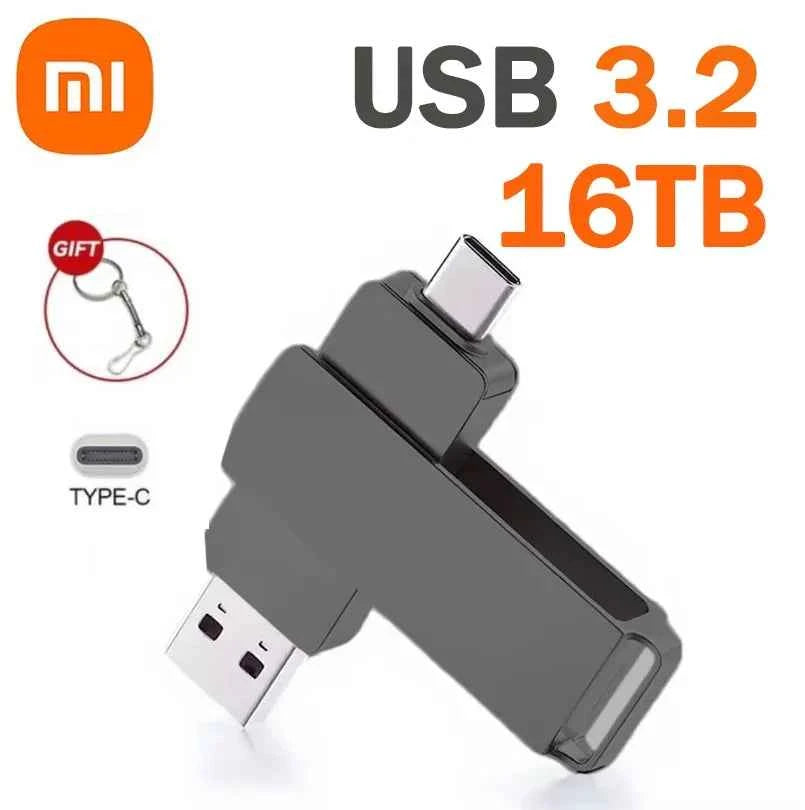 Xiaomi USB 3.2 16TB USB Flash Drive Memory Type-C 2-In-1 8TB 4TB OTG Pendrive 2TB High Speed Flash Disk 1TB For PC Laptop