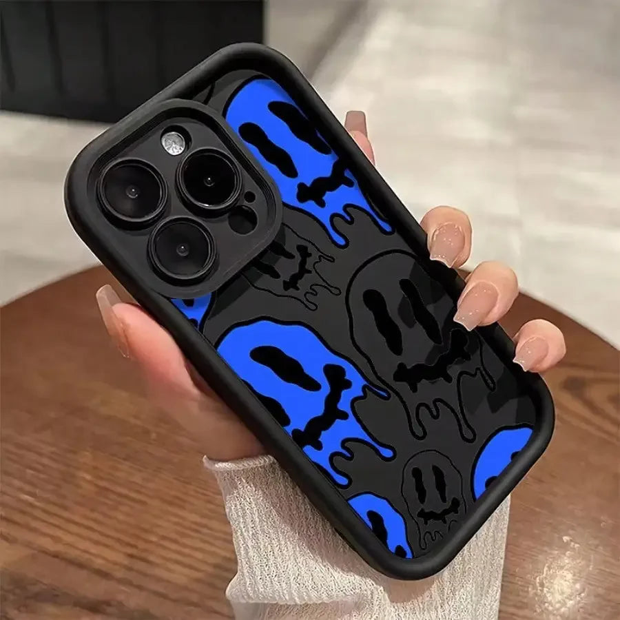 Soft Case For IPhone 17promax/17air 15, 14, 13, 12, 11 Pro Max In Blue And White With Black Case.