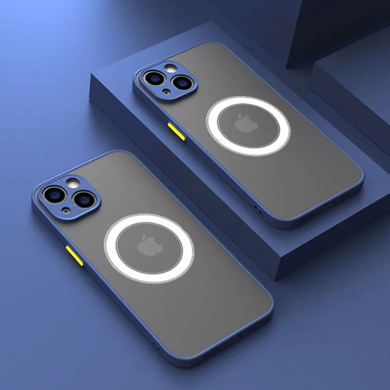for iPhone 16 15 14 13 12 11 Pro Max Plus Mini XS XR SE 7 8 Case Wireless Charge Magnetic Magsafe Skin Matte Cover Shell Fundas