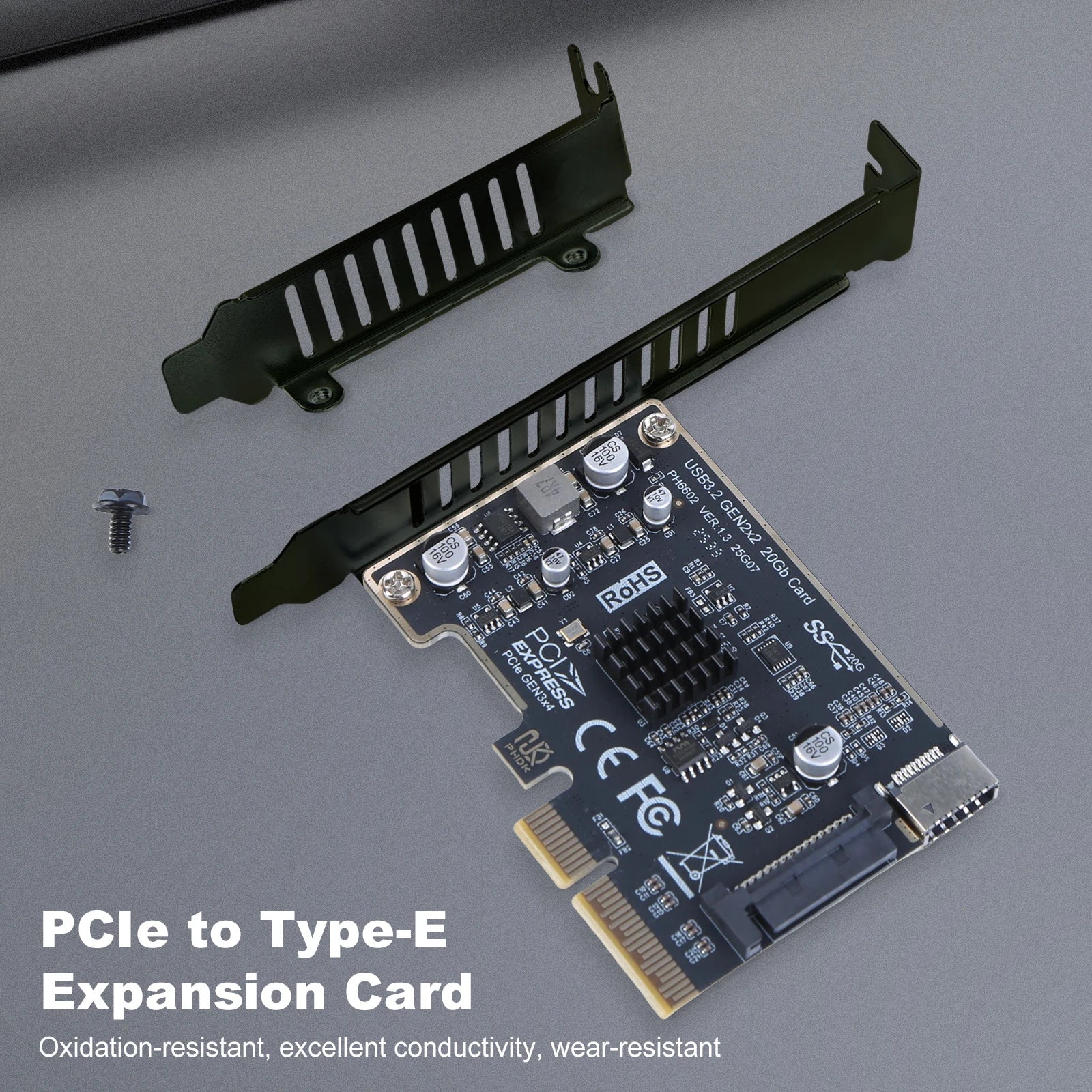 USB 3.2 Gen2 20Gbps PCIe X4 to Type-E Expansion Card