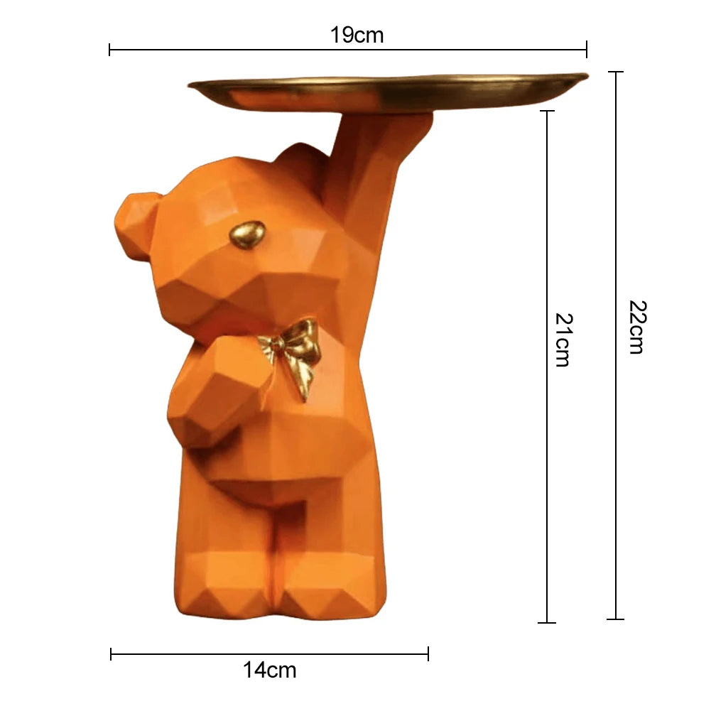 Resin Storage Box Crafts Geometric Bear Resin Desk Decoration Candy Sundries Household Supplies for Office Coffee Shop