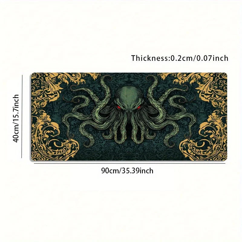 1 Extra-Large Gaming Mouse Pad with Cthulhu Octopus Vintage Pattern, Anti-Slip Rubber Base,Large Desk Mat for Office Accessories
