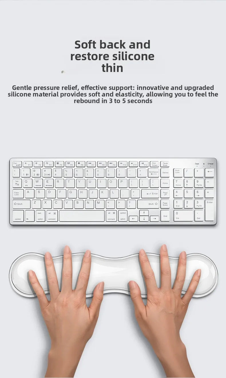Silicone Keyboard Mouse Wrist Rest Support Ergonomic Wave Hand Pad Cushion Comfortable Soft for Gaming Office Computer Laptop
