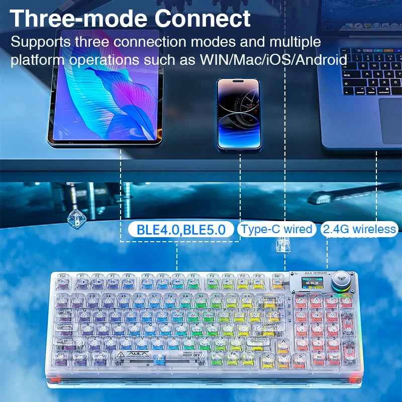 AULA F98PRO (Transparent) Wireless Mechanical Keyboard